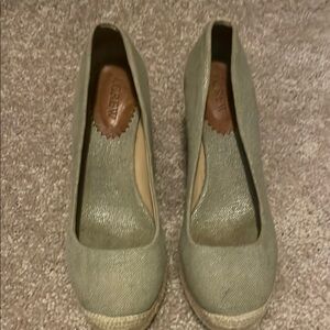 J. Crew Green Espadrille Flats with Rounded Toe